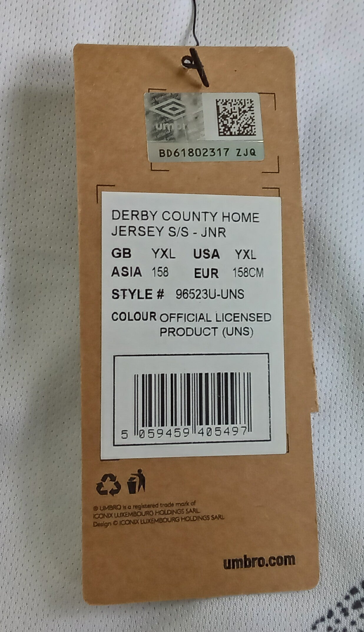 Derby County 2022/23 Umbro Home Football Shirt