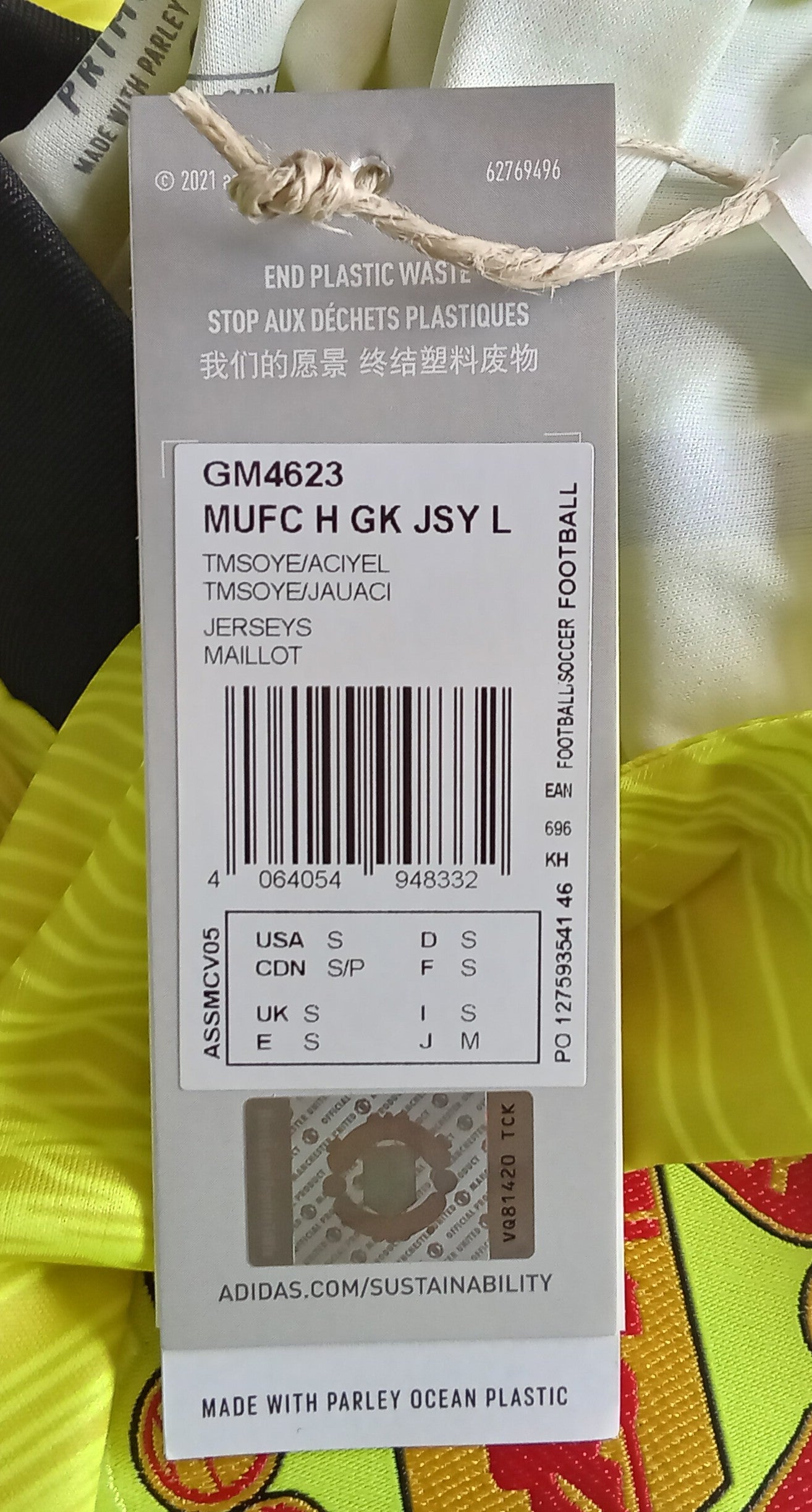Manchester United 2021/22 Adidas Goalkeeper Football Shirt