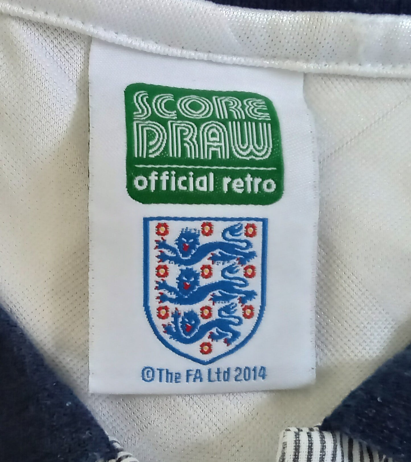 * England 1990 Score Draw Home Football Shirt *