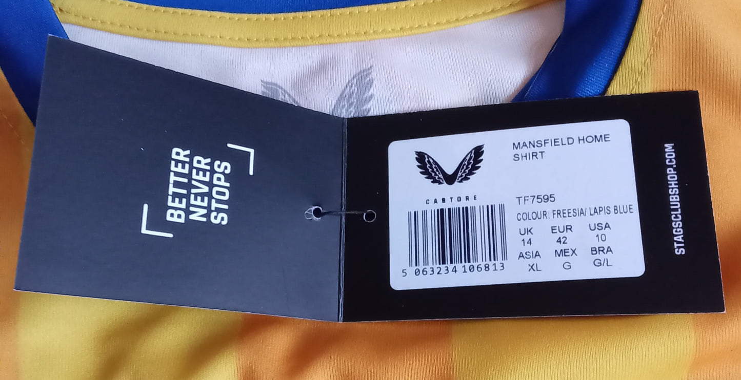 Mansfield Town 2024/25 Castore Home Football Shirt
